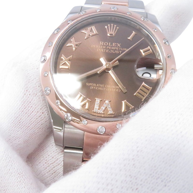 ロレックス デイトジャスト ダイヤベゼル SS/K18PG 278341RBR ROLEX 腕時計 チョコレート文字盤 VIダイヤ