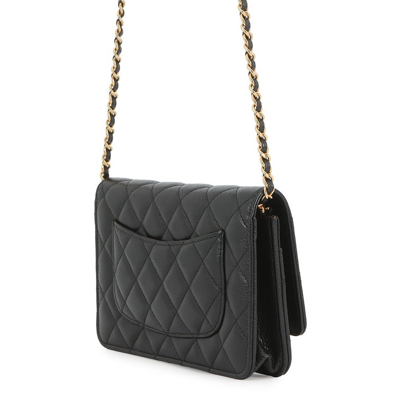 シャネル チェーンウォレット クラシック マトラッセ ココマーク キャビアスキン AP0250 CHANEL 財布 黒
