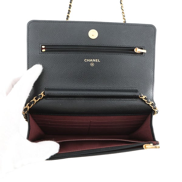シャネル チェーンウォレット クラシック マトラッセ ココマーク キャビアスキン AP0250 CHANEL 財布 黒