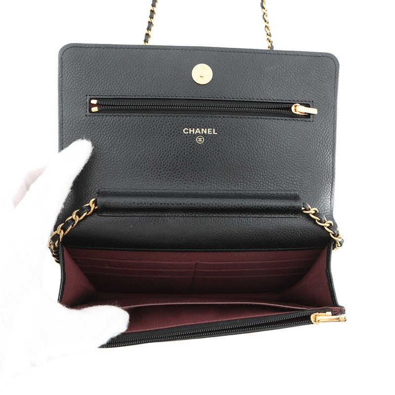 シャネル チェーンウォレット クラシック マトラッセ ココマーク キャビアスキン AP0250 CHANEL 財布 黒