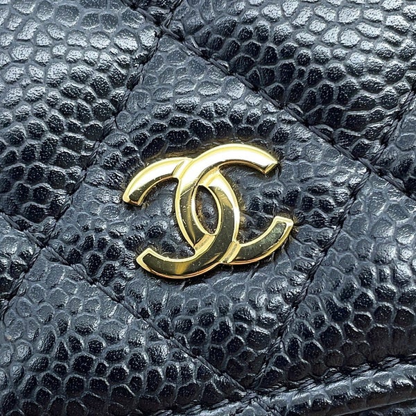 シャネル チェーンウォレット クラシック マトラッセ ココマーク キャビアスキン AP0250 CHANEL 財布 黒