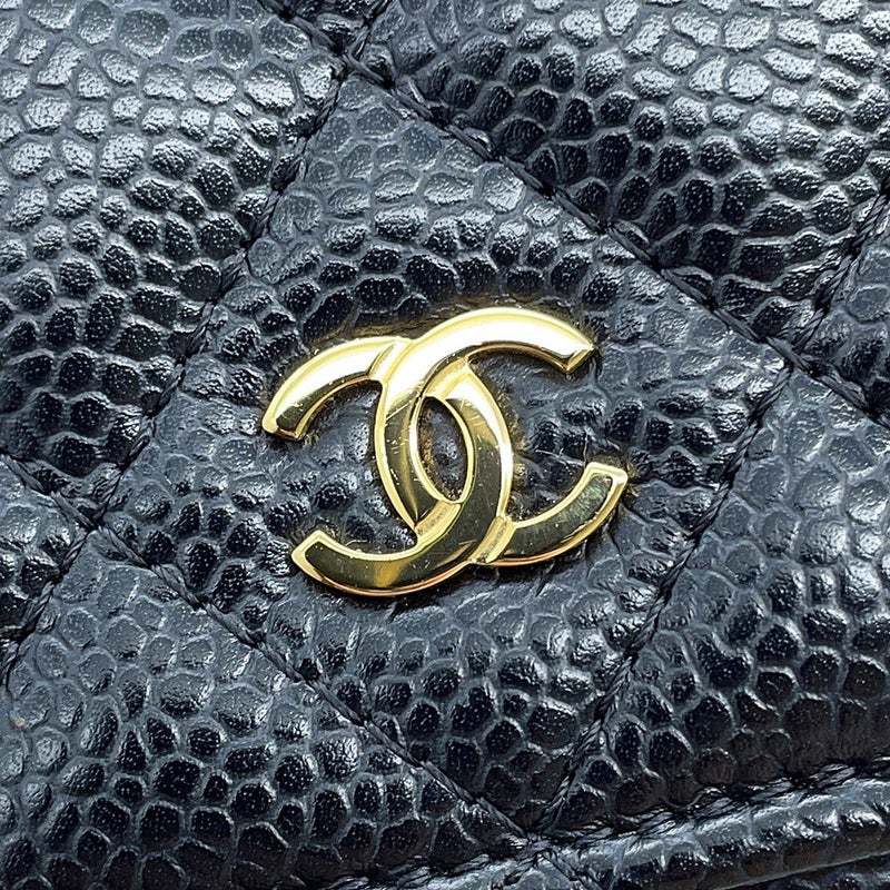 シャネル チェーンウォレット クラシック マトラッセ ココマーク キャビアスキン AP0250 CHANEL 財布 黒