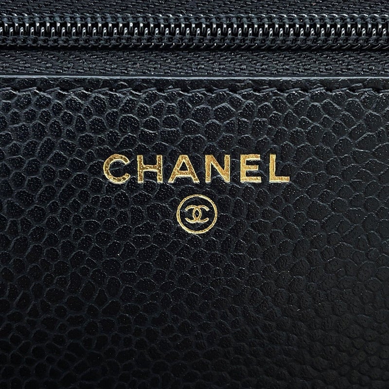 シャネル チェーンウォレット クラシック マトラッセ ココマーク キャビアスキン AP0250 CHANEL 財布 黒