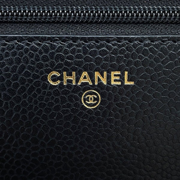 シャネル チェーンウォレット クラシック マトラッセ ココマーク キャビアスキン AP0250 CHANEL 財布 黒