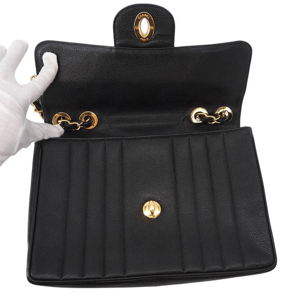 シャネル チェーンショルダーバッグ マドモアゼル ココマーク デカココ キャビアスキン CHANEL 黒