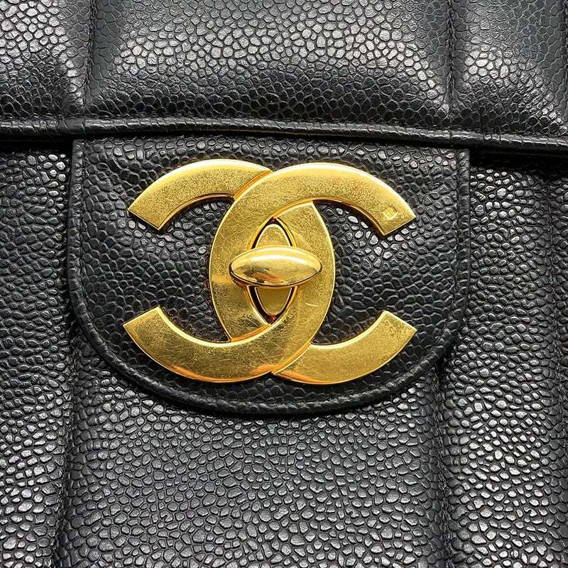 シャネル チェーンショルダーバッグ マドモアゼル ココマーク デカココ キャビアスキン CHANEL 黒