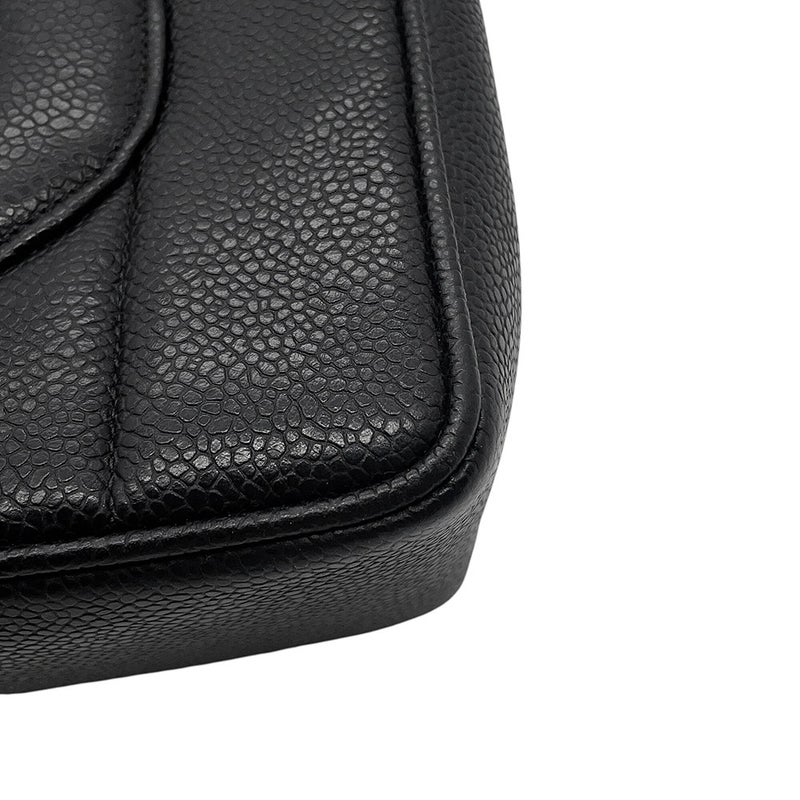 シャネル チェーンショルダーバッグ マドモアゼル ココマーク デカココ キャビアスキン CHANEL 黒