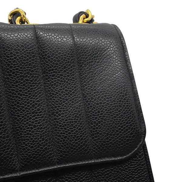 シャネル チェーンショルダーバッグ マドモアゼル ココマーク デカココ キャビアスキン CHANEL 黒