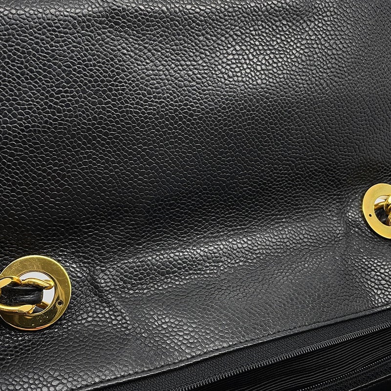シャネル チェーンショルダーバッグ マドモアゼル ココマーク デカココ キャビアスキン CHANEL 黒