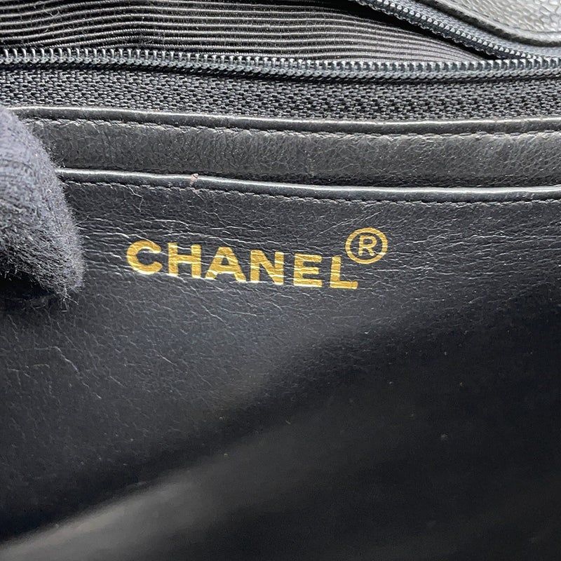 シャネル チェーンショルダーバッグ マドモアゼル ココマーク デカココ キャビアスキン CHANEL 黒
