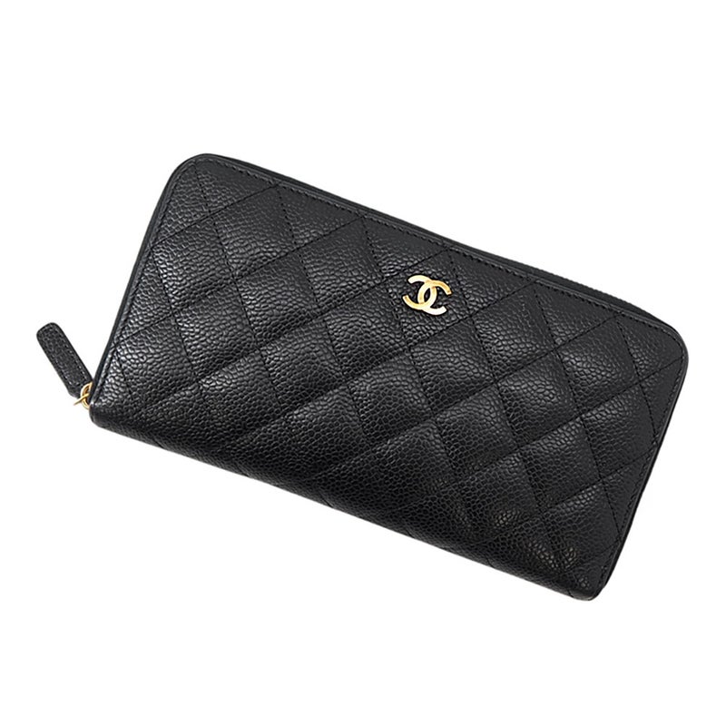 シャネル 長財布 マトラッセ クラシック ロング ジップ ウォレット ココマーク キャビアスキン A50097 CHANEL 黒