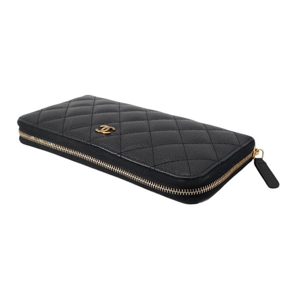 シャネル 長財布 マトラッセ クラシック ロング ジップ ウォレット ココマーク キャビアスキン A50097 CHANEL 黒
