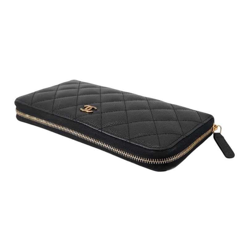 シャネル 長財布 マトラッセ クラシック ロング ジップ ウォレット ココマーク キャビアスキン A50097 CHANEL 黒