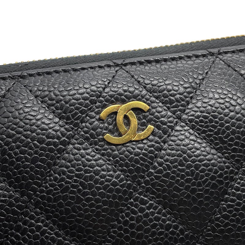 シャネル 長財布 マトラッセ クラシック ロング ジップ ウォレット ココマーク キャビアスキン A50097 CHANEL 黒