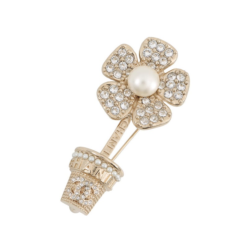 シャネル ブローチ フラワーモチーフ ココマーク フェイクパール ラインストーン B23S ABA573 CHANEL アクセサリー