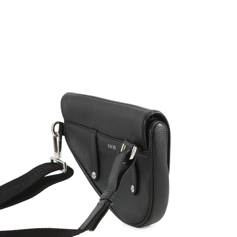 クリスチャン・ディオール ボディバッグ サドル レザー Christian Dior ウエストバッグ 黒