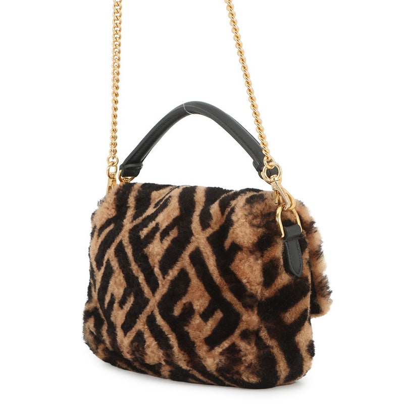 フェンディ ハンドバッグ ズッカ柄 バゲット ミニ ムートン/レザー 8BS017 FENDI 2wayショルダーバッグ
