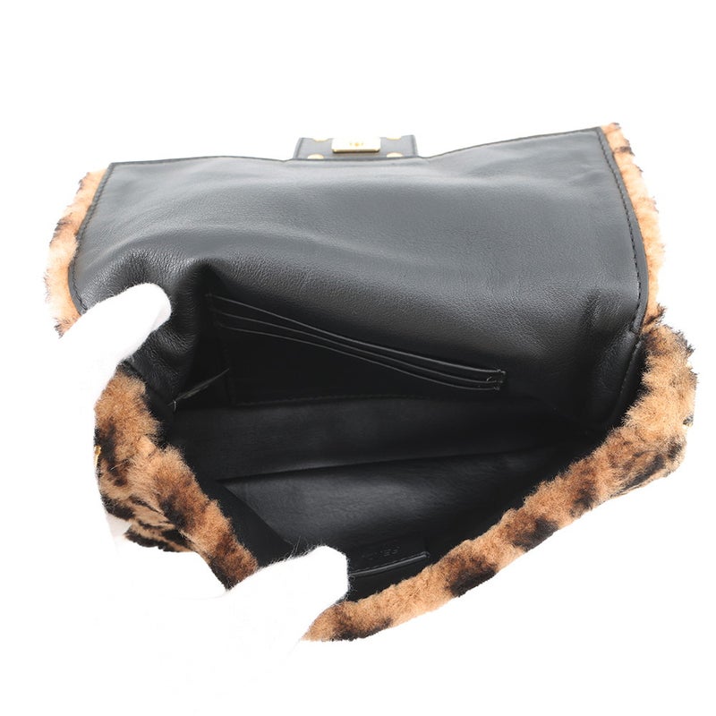 フェンディ ハンドバッグ ズッカ柄 バゲット ミニ ムートン/レザー 8BS017 FENDI 2wayショルダーバッグ