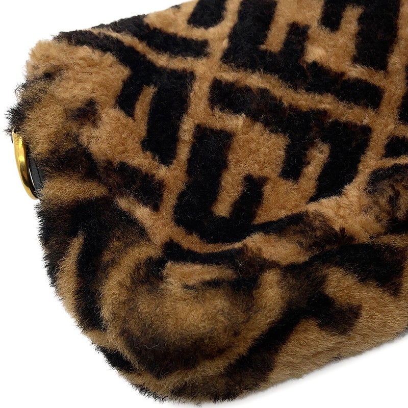 フェンディ ハンドバッグ ズッカ柄 バゲット ミニ ムートン/レザー 8BS017 FENDI 2wayショルダーバッグ
