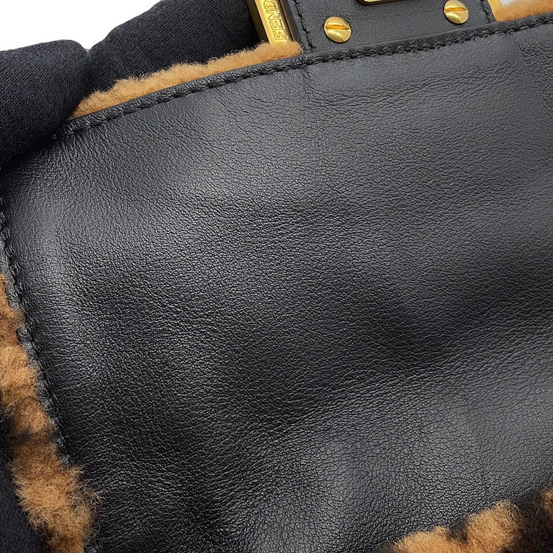 フェンディ ハンドバッグ ズッカ柄 バゲット ミニ ムートン/レザー 8BS017 FENDI 2wayショルダーバッグ