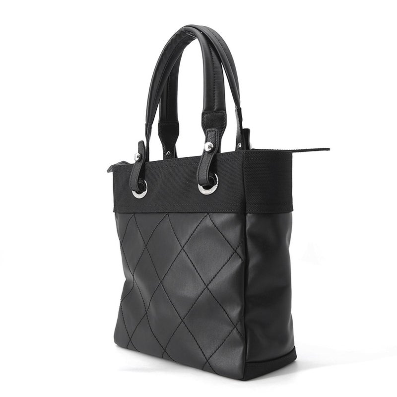 シャネル トートバッグ パリビアリッツ トートPM マトラッセ ココマーク スモール レザー/キャンバス A34208 CHANEL バッグ 黒
