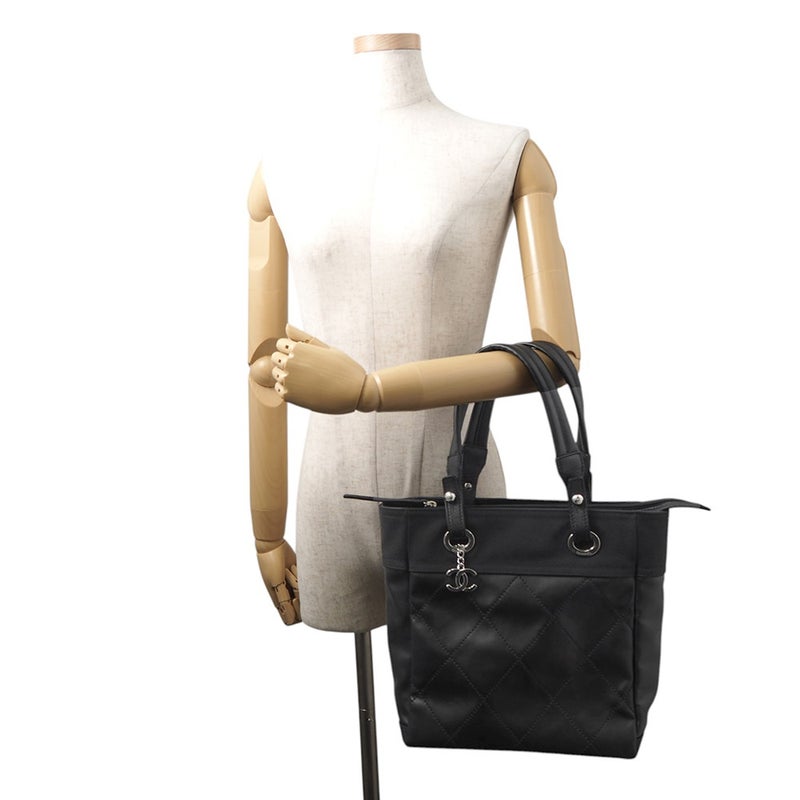 シャネル トートバッグ パリビアリッツ トートPM マトラッセ ココマーク スモール レザー/キャンバス A34208 CHANEL バッグ 黒