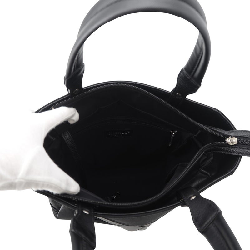 シャネル トートバッグ パリビアリッツ トートPM マトラッセ ココマーク スモール レザー/キャンバス A34208 CHANEL バッグ 黒