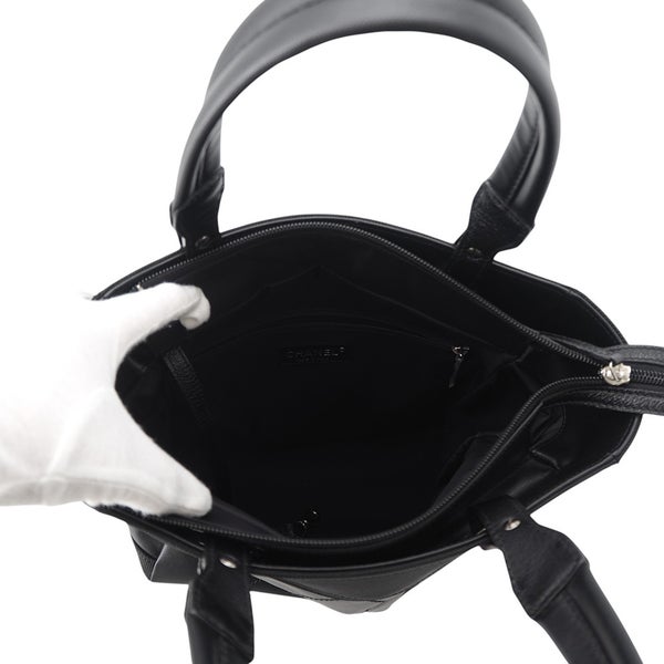 シャネル トートバッグ パリビアリッツ トートPM マトラッセ ココマーク スモール レザー/キャンバス A34208 CHANEL バッグ 黒