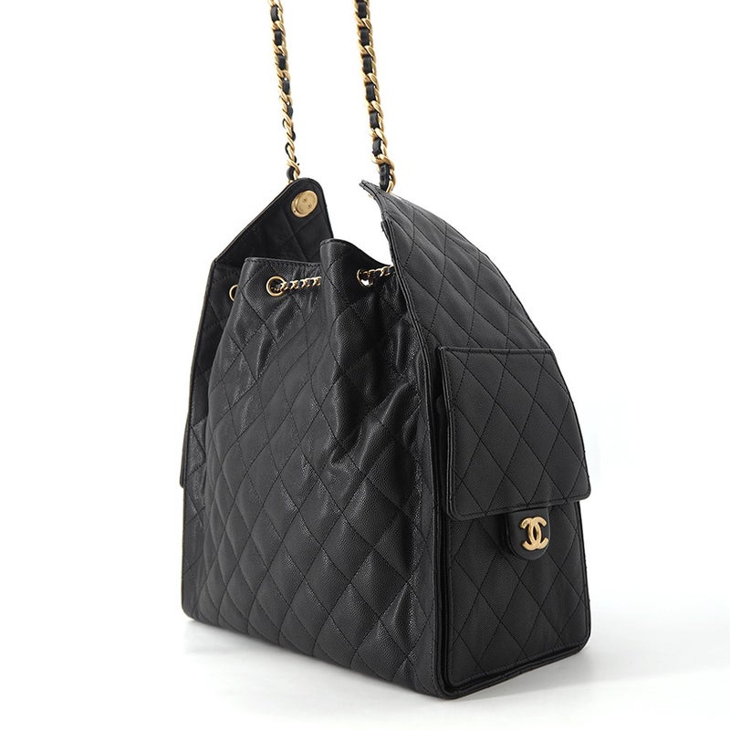 シャネル チェーンショルダーバッグ CHANEL25 ミディアム ココマーク マトラッセ キャビアスキン AS5293 CHANEL 黒