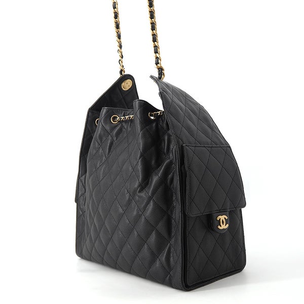 シャネル チェーンショルダーバッグ CHANEL25 ミディアム ココマーク マトラッセ キャビアスキン AS5293 CHANEL 黒