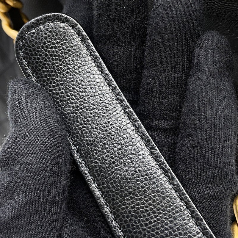 シャネル チェーンショルダーバッグ CHANEL25 ミディアム ココマーク マトラッセ キャビアスキン AS5293 CHANEL 黒