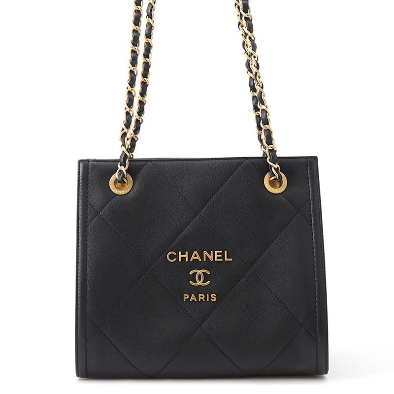 シャネル チェーンショルダーバッグ ショッピングバッグ マトラッセ ココマーク ラムスキン AS2750 CHANEL 黒