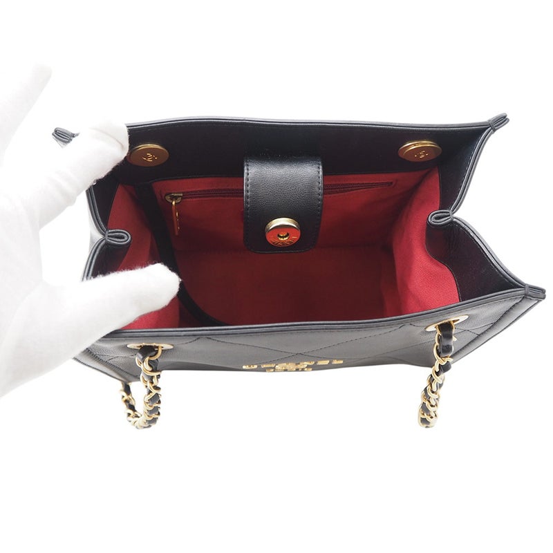 シャネル チェーンショルダーバッグ ショッピングバッグ マトラッセ ココマーク ラムスキン AS2750 CHANEL 黒