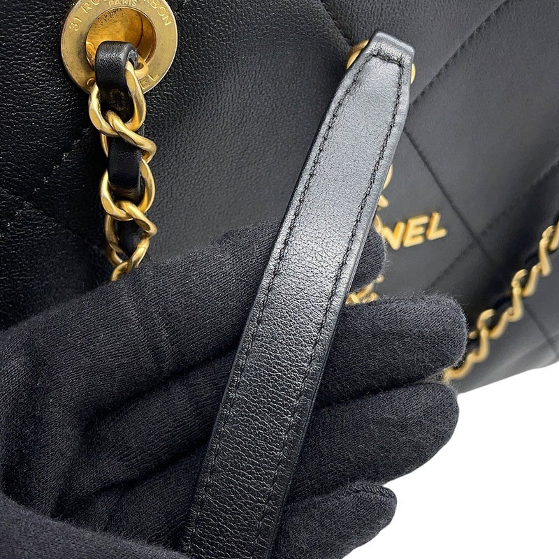 シャネル チェーンショルダーバッグ ショッピングバッグ マトラッセ ココマーク ラムスキン AS2750 CHANEL 黒