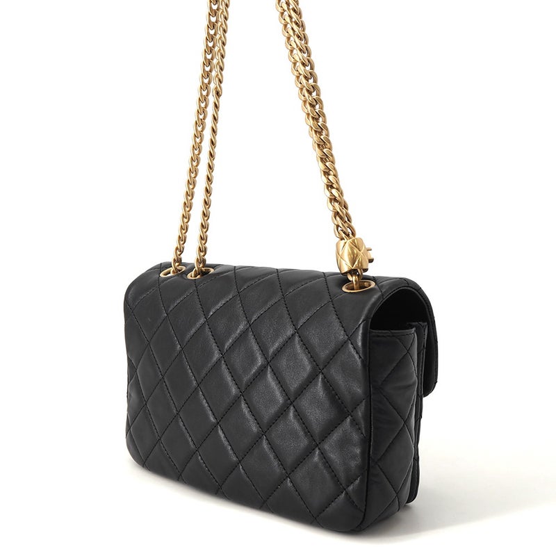 シャネル チェーンショルダーバッグ マトラッセ ココマーク レザー AS5863 CHANEL 黒