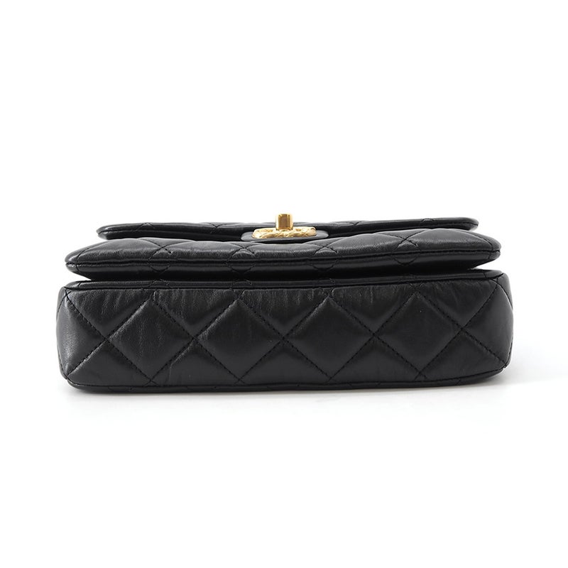 シャネル チェーンショルダーバッグ マトラッセ ココマーク レザー AS5863 CHANEL 黒