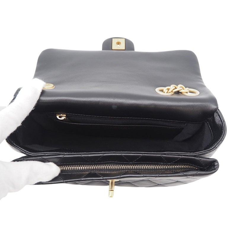 シャネル チェーンショルダーバッグ マトラッセ ココマーク レザー AS5863 CHANEL 黒