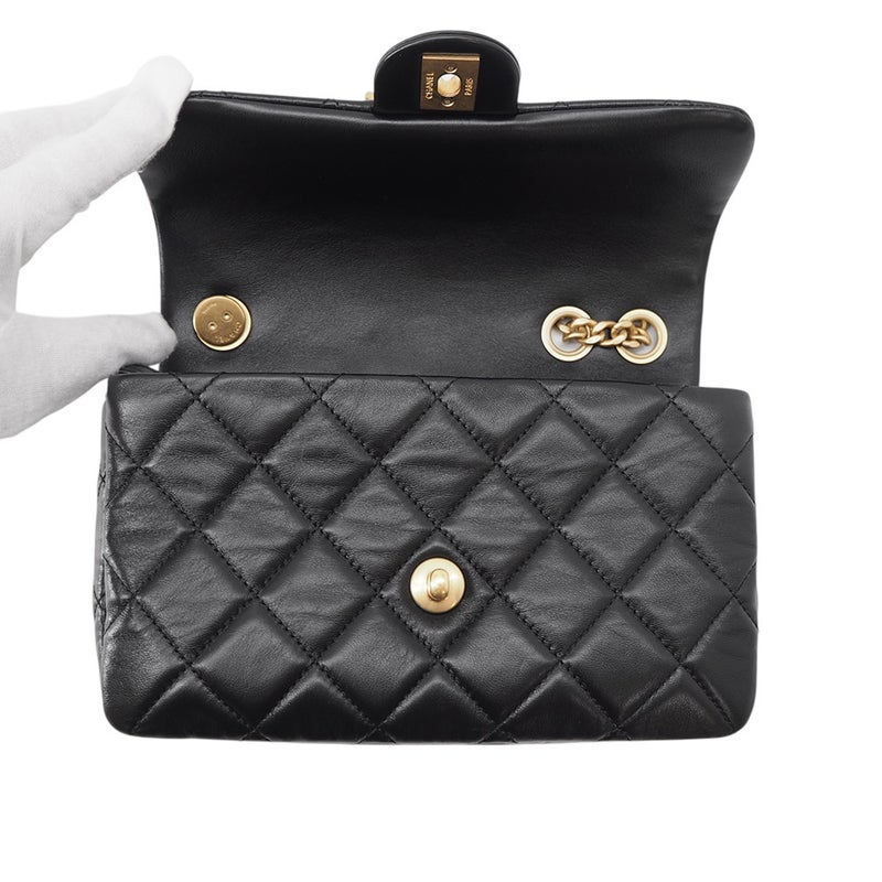 シャネル チェーンショルダーバッグ マトラッセ ココマーク レザー AS5863 CHANEL 黒