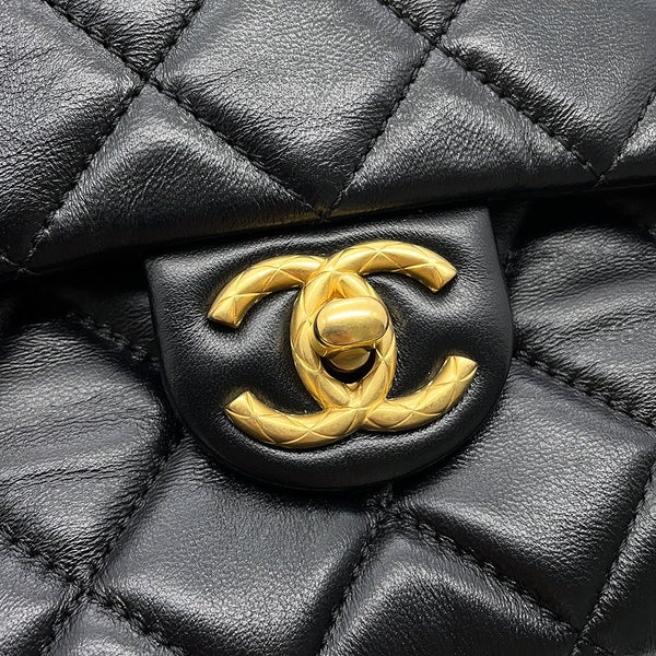 シャネル チェーンショルダーバッグ マトラッセ ココマーク レザー AS5863 CHANEL 黒