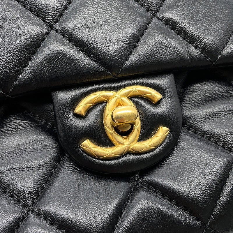 シャネル チェーンショルダーバッグ マトラッセ ココマーク レザー AS5863 CHANEL 黒