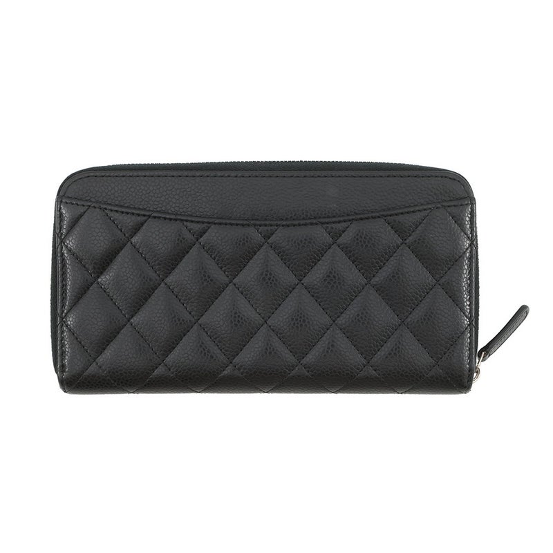 シャネル 長財布 クラシック ロング ジップ ウォレット ココマーク マトラッセ キャビアスキン AP0242 CHANEL 黒