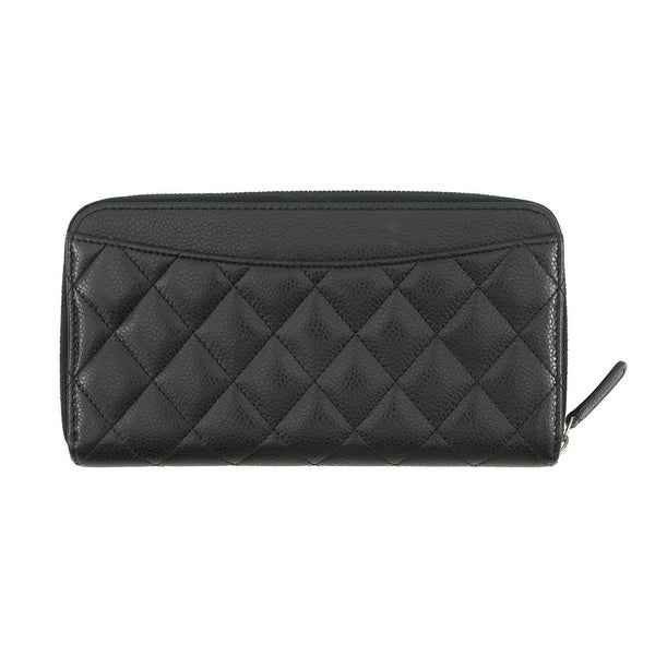 シャネル 長財布 クラシック ロング ジップ ウォレット ココマーク マトラッセ キャビアスキン AP0242 CHANEL 黒