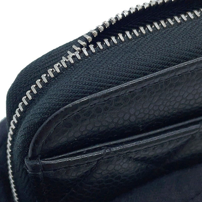 シャネル 長財布 クラシック ロング ジップ ウォレット ココマーク マトラッセ キャビアスキン AP0242 CHANEL 黒