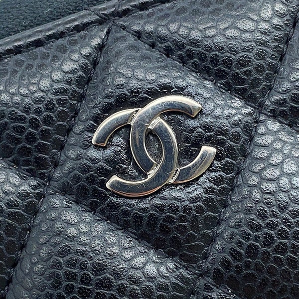 シャネル 長財布 クラシック ロング ジップ ウォレット ココマーク マトラッセ キャビアスキン AP0242 CHANEL 黒