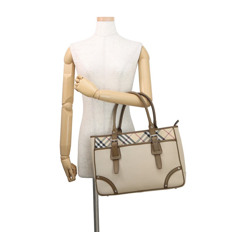 バーバリー トートバッグ ノバチェック キャンバス レザー BURBERRY