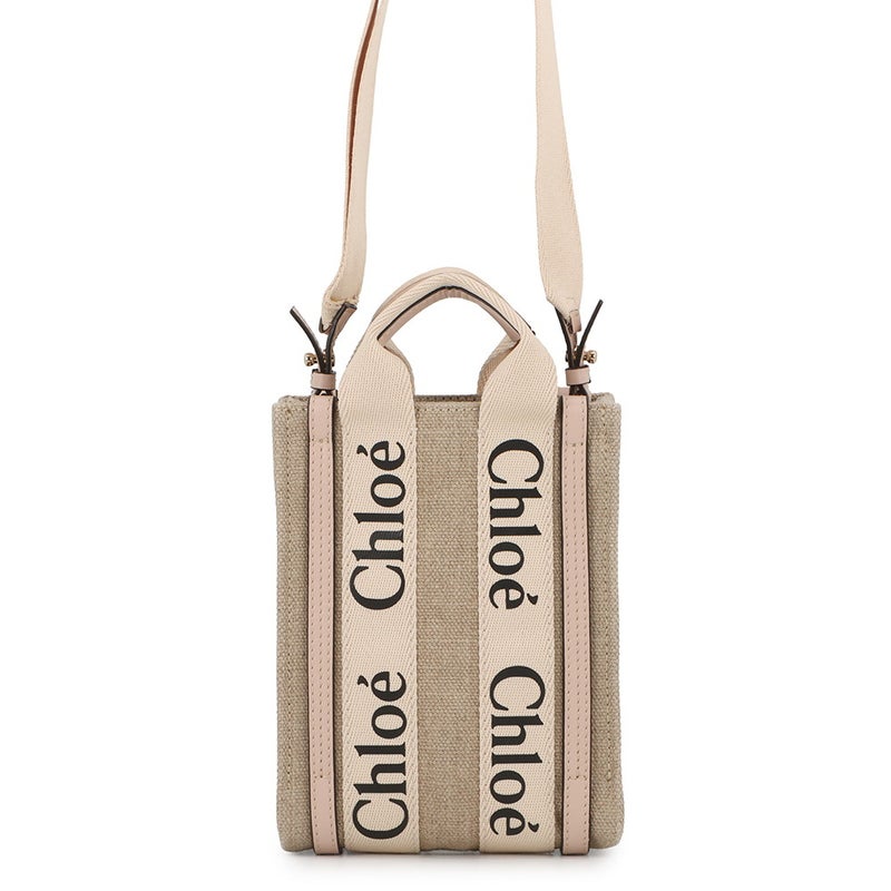 クロエ ハンドバッグ ウッディ ノース サウス ミニ トート キャンバス/カーフレザー CHC24AP243I266J5 Chloe 2way