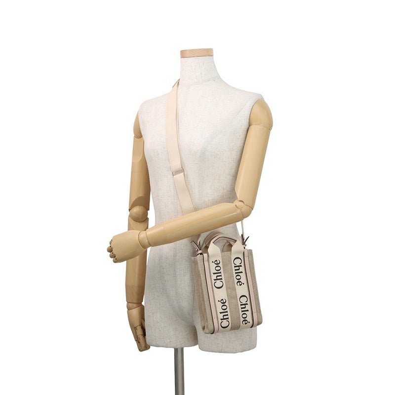 クロエ ハンドバッグ ウッディ ノース サウス ミニ トート キャンバス/カーフレザー CHC24AP243I266J5 Chloe 2way