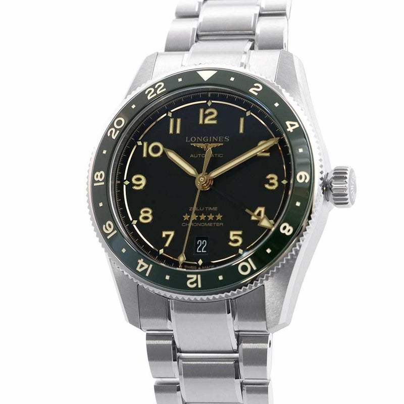 ロンジン スピリット ズールータイム L3.802.4.63.6 LONGINES 腕時計 黒文字盤