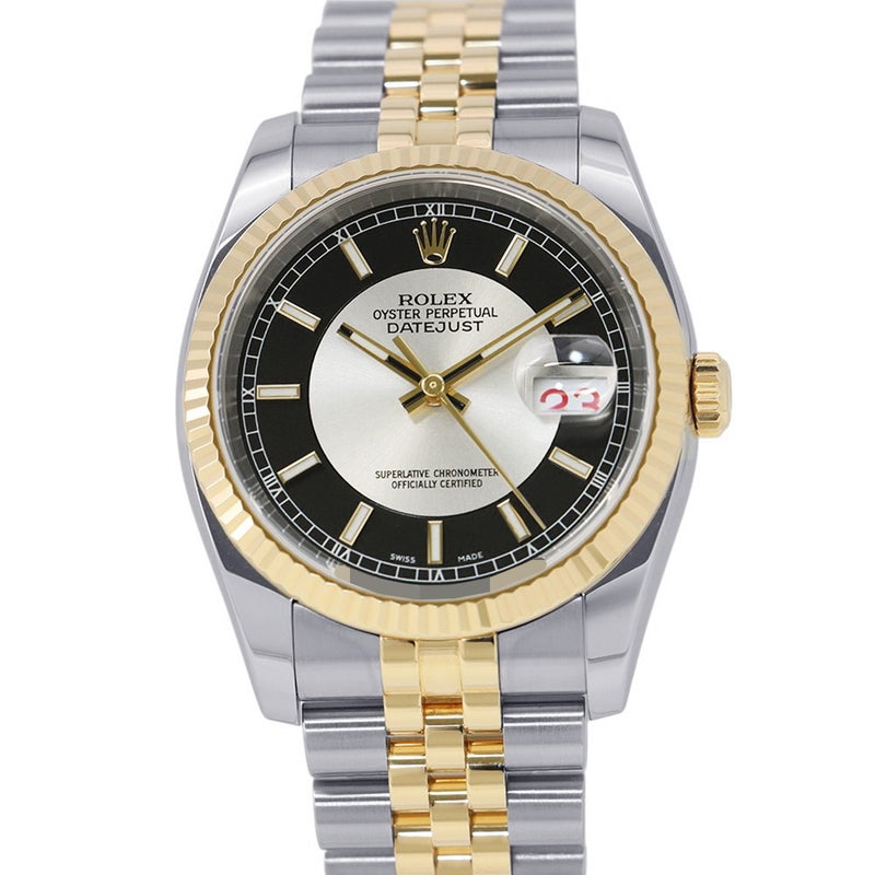 ロレックス デイトジャスト D番 SS/K18YG 116233 ROLEX 腕時計 シルバー/ブラック文字盤
