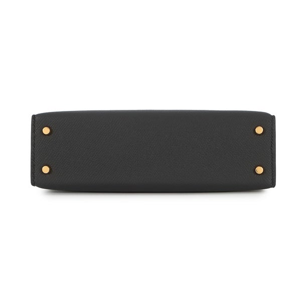 エルメス ハンドバッグ ミニケリー 外縫い ブラック/ゴールド金具 エプソン G刻印 HERMES Kelly 2wayバッグ 黒
